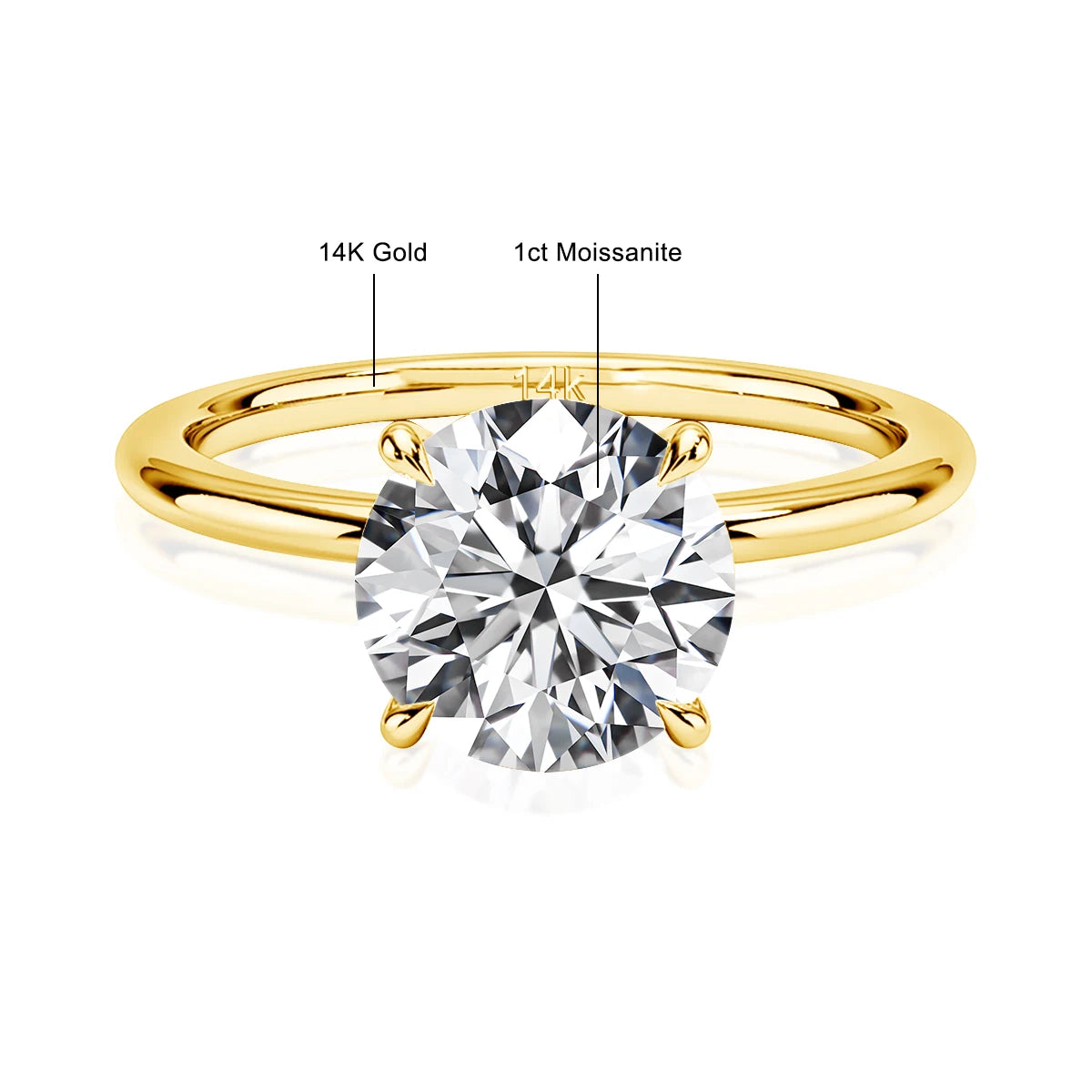 Echtgold 14K Moissanit Damenring Einfachheit AU585 K Gold Diamant Ehering Braut Verlobungsschmuck Mutter Liebhaber Geschenk
