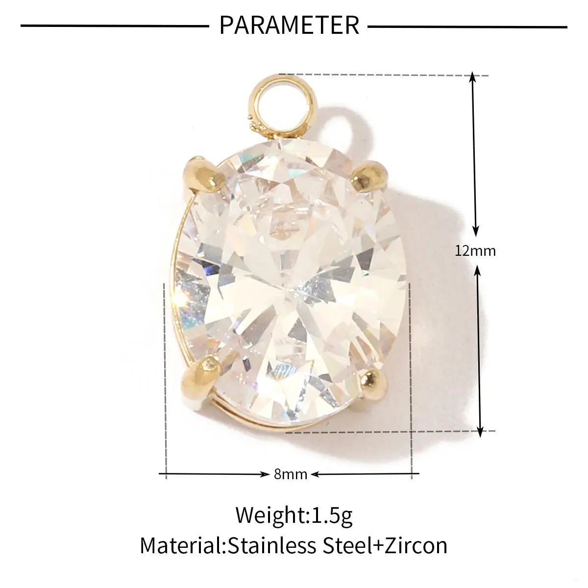 3 teile/los Mode Edelstahl Zirkon Kristall Charms Oval Stern Herz Runde Quadrat HorseeyeStone Halskette DIY Kleine Anhänger
