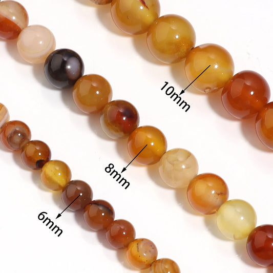 1 Strang Natursteinperlen Bernsteinfarbene Achatperlen Runde lose Perlen für DIY Schmuckherstellung Halskette Armband Großhandel