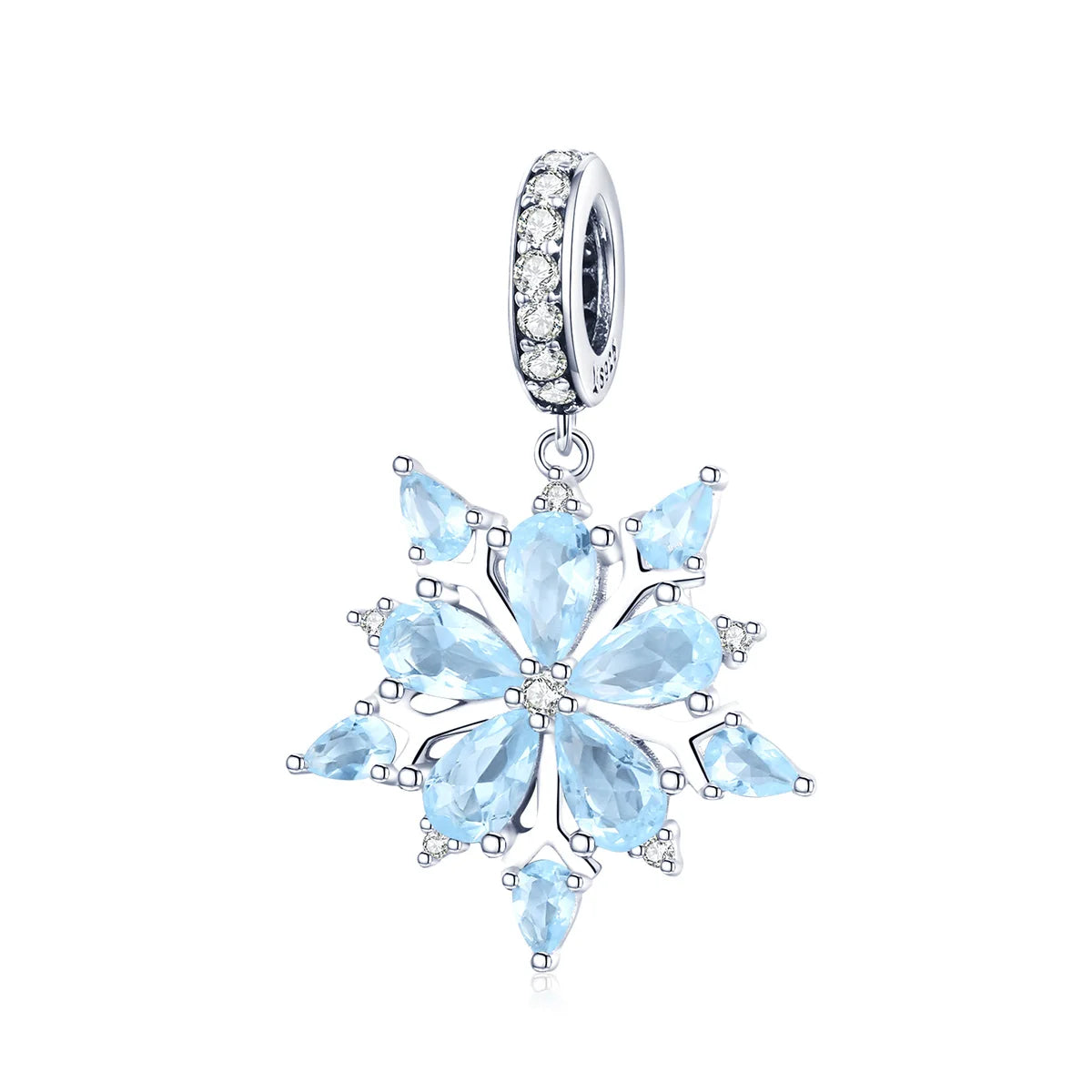 Wostu Sterling Silber schmelzende Eis Schneeflocke Anhänger blau Opal Liebe Herz Regenbogen Charme fit Original Armband DIY Winter Geschenk