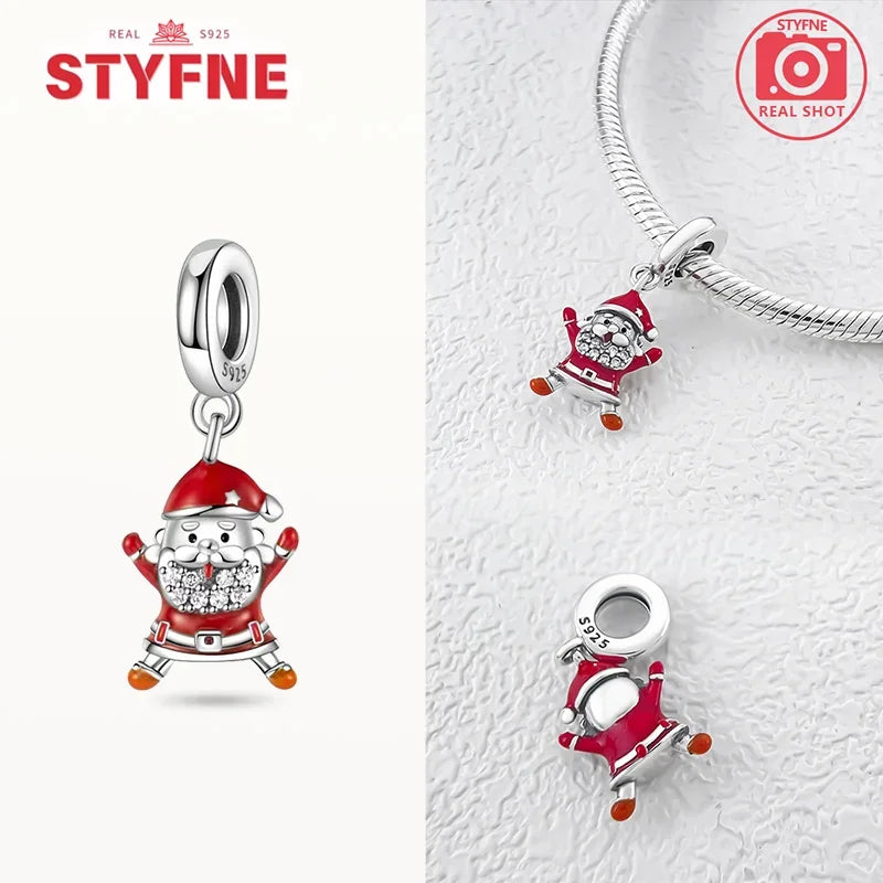 925 Silber Neue Weihnachten Weihnachtsmann Elch Schneemann Charms Perlen Fit Original Armbänder Party Geschenk DIY Schmuck für Frauen