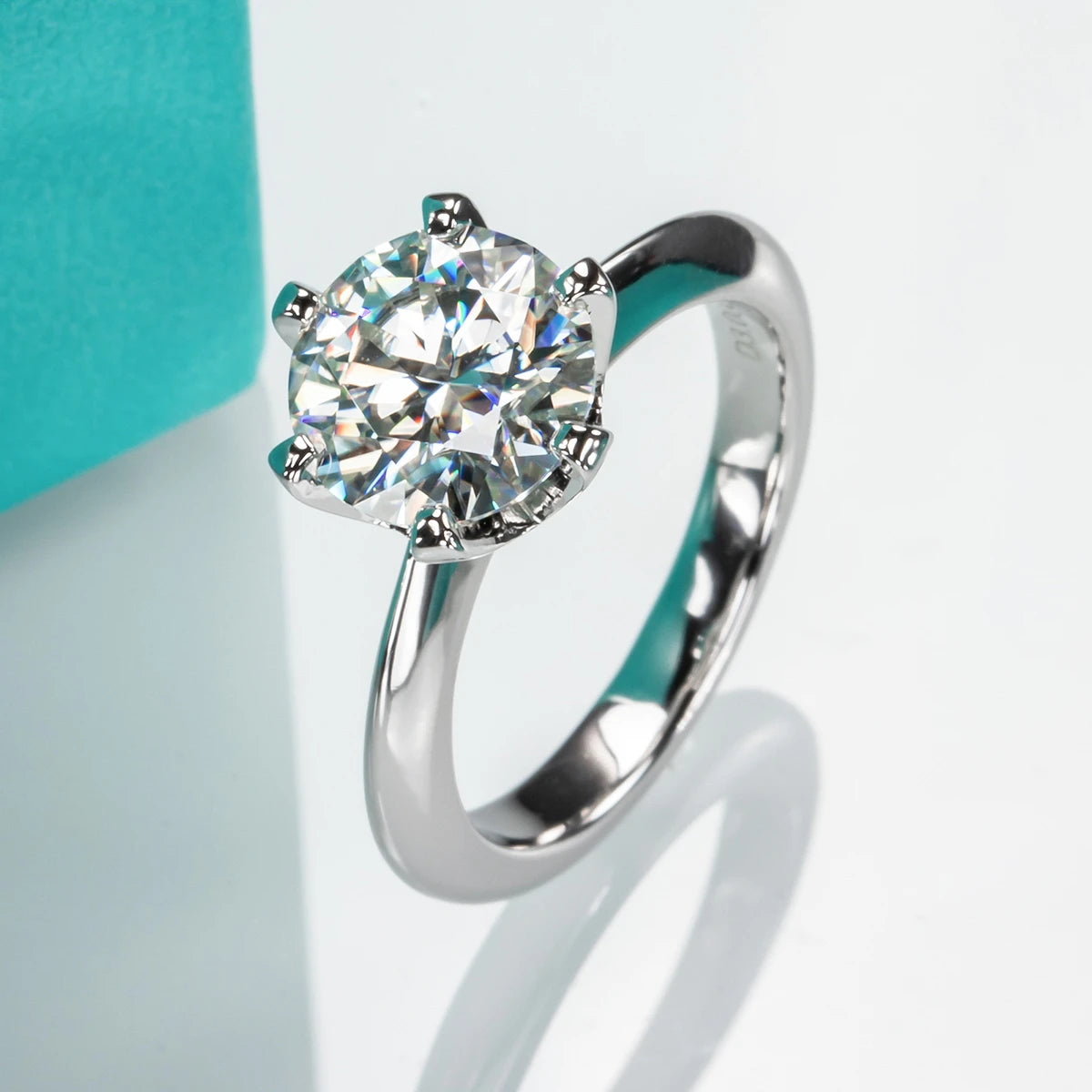 AnuJewel 1ct 2ct 3ct 5ct D Farbe Moissanit Verlobungsring für Frauen 925 Sterling Silber Vergoldet Solitär Ringe Großhandel