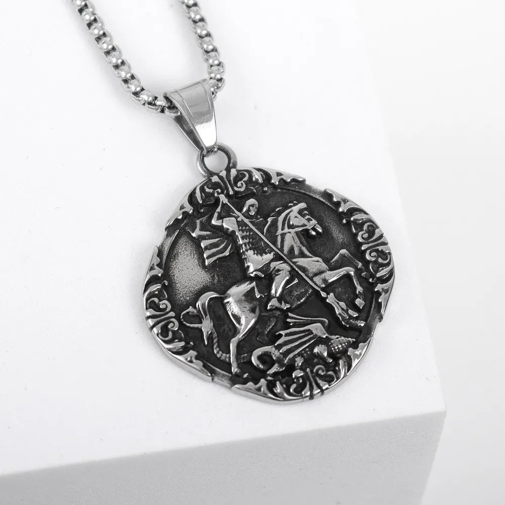 Vintage mittelalterlicher Kriegsritter Anhänger Charm Herren Halskette Weihnachtsgeschenk Valentinstag Geschenk Amulett Schmuck Zubehör