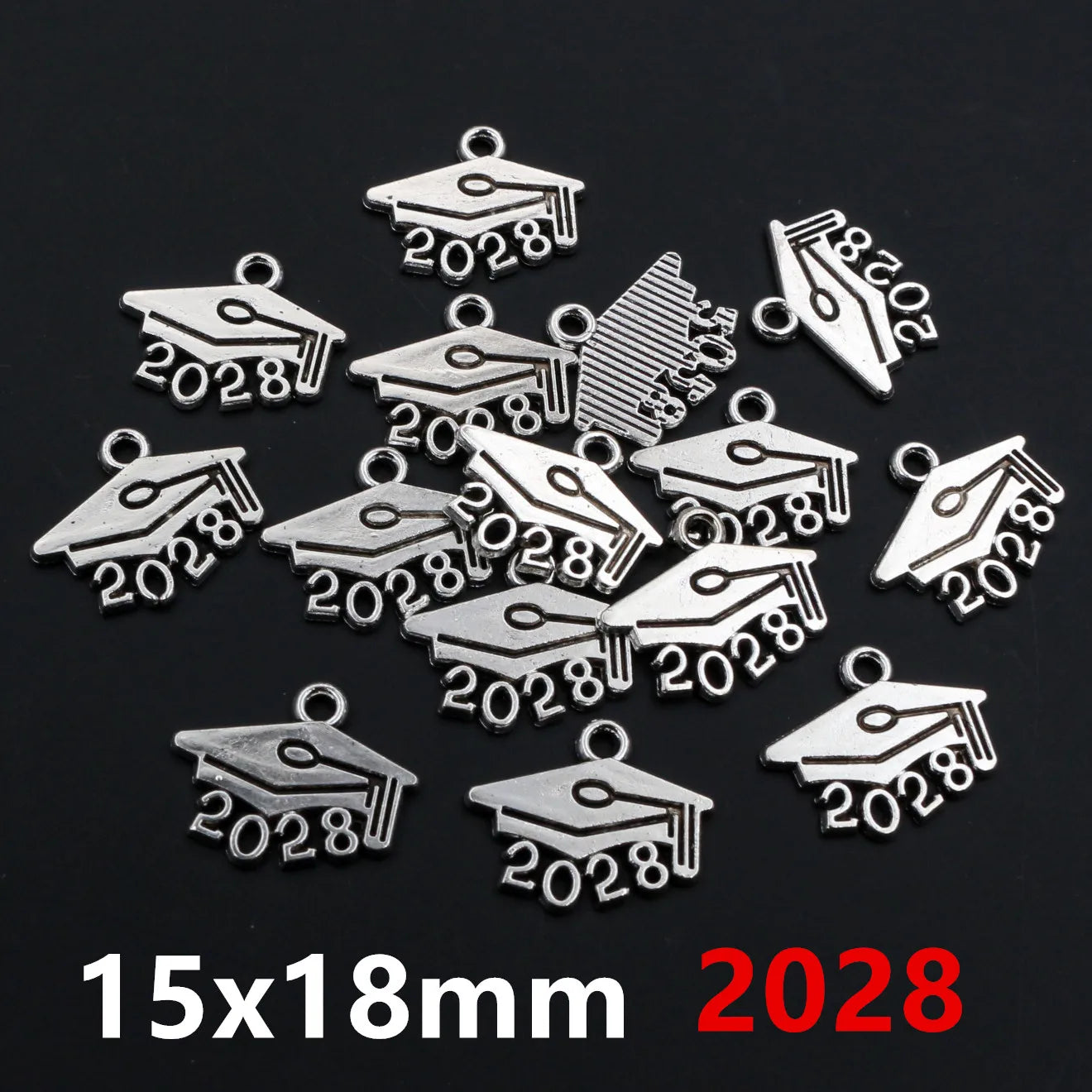 50 Stück 9x14mm Jahr Nummer 2026 2027 2028 Anhänger Charms DIY Schmuck Herstellung Schmuck finden antike versilbert Zubehör