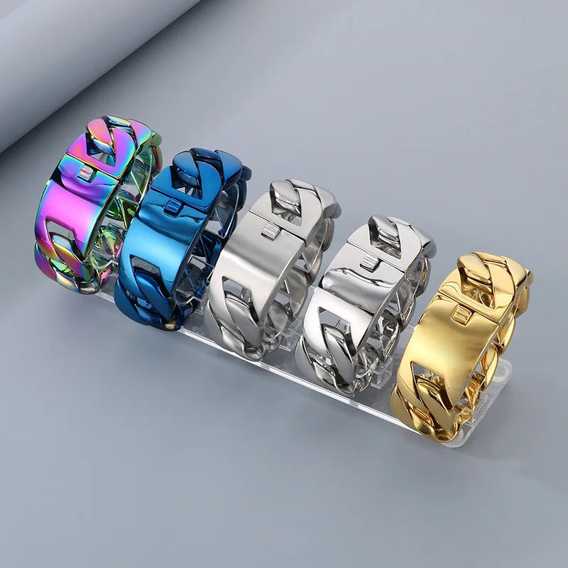 20/26/31MM 316L Edelstahl Curb Kubanisches Armband Riesige Schwere Silber Farbe Ton Schmuck Herren Frauen Biker Bike Kette Armbänder