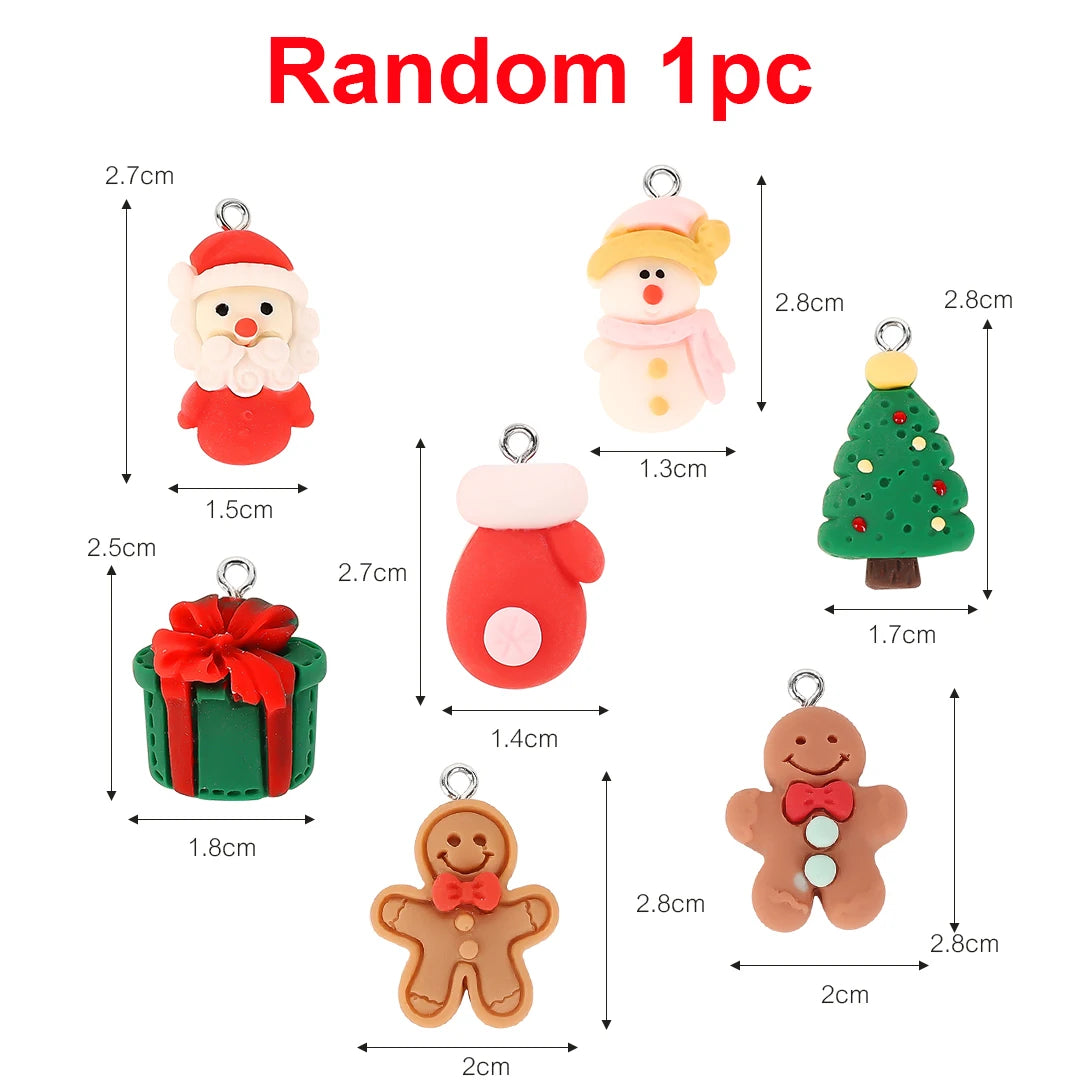 10 Stück Weihnachten Lebkuchenmann Weihnachtsmann Charms Harz Anhänger Charms für Ohrring Armband Schlüsselanhänger Kinderspielzeug Diy Schmuckherstellung