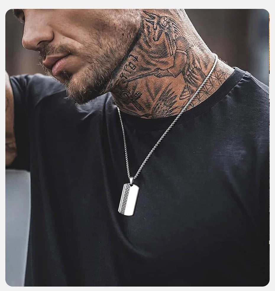 Vnox Herren-Halskette mit Erkennungsmarken-Anhänger aus Edelstahl, geometrische Hundemarken-Halsketten, Geschenk für Ihn, Schmuck