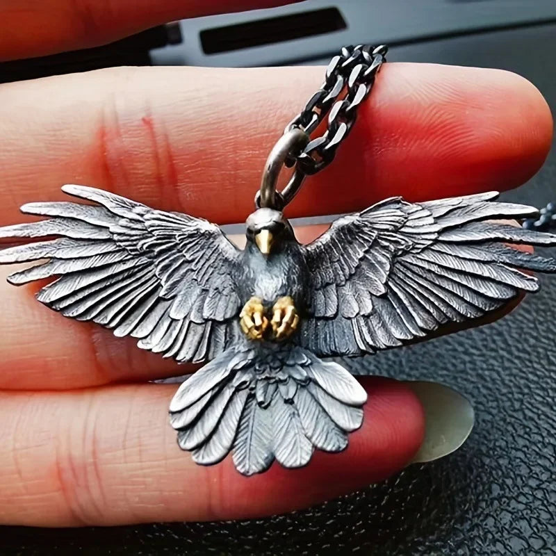 Viking Stil Lange Ketten Adler Flügel Anhänger Halskette für Männer Hip Hop Punk Mode Motorrad Party Persönlichkeit Charme Schmuck