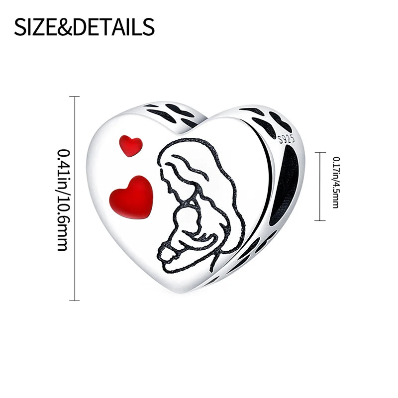Charms aus 925er-Sterlingsilber, romantische Herz-Serie, Perlen, passend für Qikaola 925 Original-Armbänder, DIY-Schmuck zum Muttertag, Geschenke