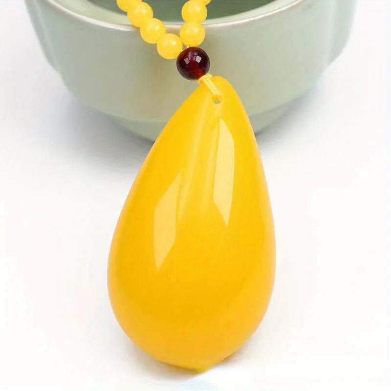 1PC Mode Charme Blut Bernstein Bernstein Tropfen Anhänger Halskette Frau Mann Natürliche Baltischen Roten Bernstein Halskette Schmuck Geschenk Bijoux