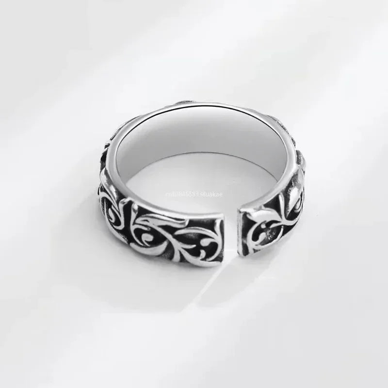 Retro Ewiger Rebe Ring Silber Farbe Punk Gothic Vintage Offener Ring für Männer Frauen Handgefertigter Designer-Schmuck Unisex-Accessoires