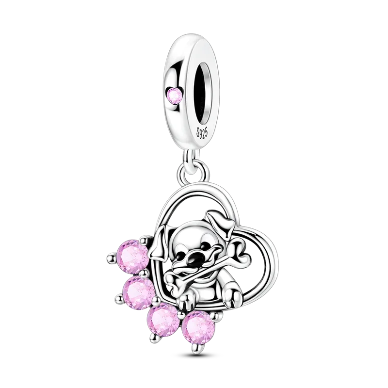 925 Sterling Silber 3D Deutscher Schäferhund Charm Passend für Armband 2026 Jahr des Pferdes Mode Tierschmuck für Frauen Mädchen