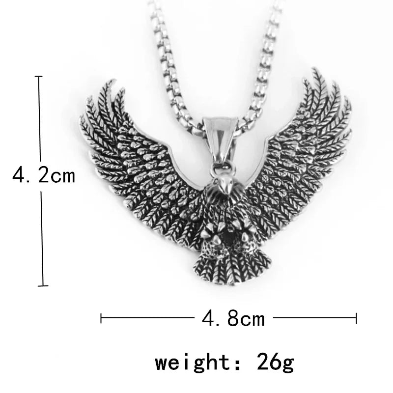 Fliegender Adler Anhänger Halskette Hip Hop Punk Edelstahl Kette Herrenschmuck Vintage Rapper Rock Zubehör Geschenk 2025, Neu