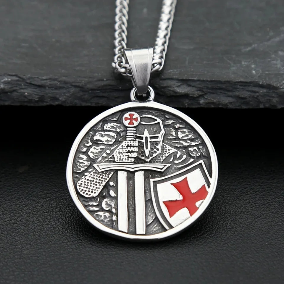 Vintage Rüstung Schild Ritter Templer Kreuz Anhänger Halskette Für Männer Edelstahl Mode Punk Amulett Schmuck Geschenk Dropshipping