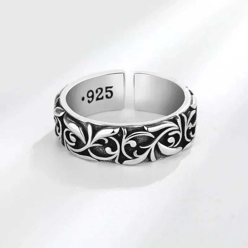 Retro Ewiger Rebe Ring Silber Farbe Punk Gothic Vintage Offener Ring für Männer Frauen Handgefertigter Designer-Schmuck Unisex-Accessoires