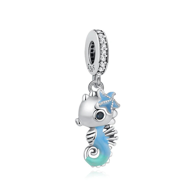 Original 925 Sterling Silber Charms Meeresschildkröte Anhänger Kristall Perlen Fit Marke Armbänder Halsketten Diy Schmuck Für Frauen