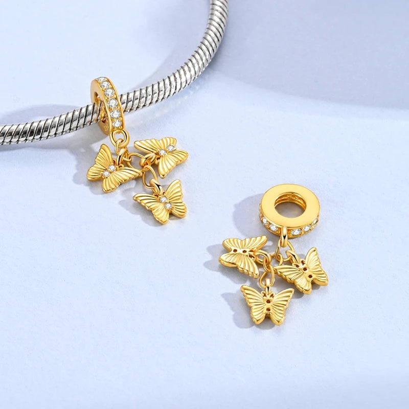 Original-Charm-Perlen aus 925er-Sterlingsilber, leuchtender, leuchtender Glühwürmchen-Schmetterlings-Anhänger für Armband-Charm-Schmuck