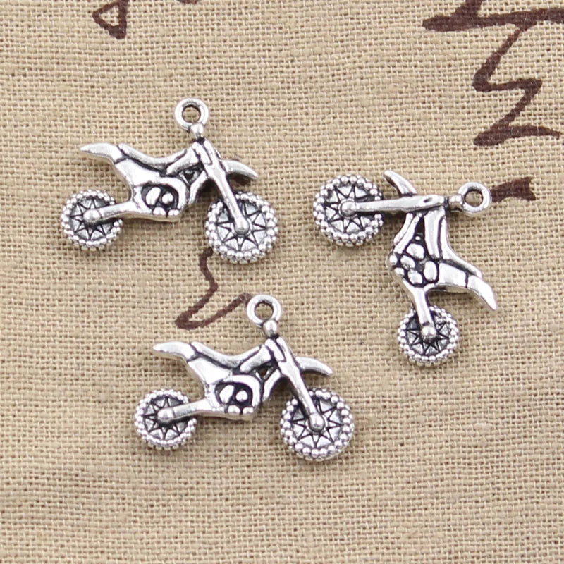 12 stücke Charms motorrad motocross 17x23mm Antike silber farbe Überzogen Anhänger, Die DIY Handgemachten Tibetischen silber farbe schmuck