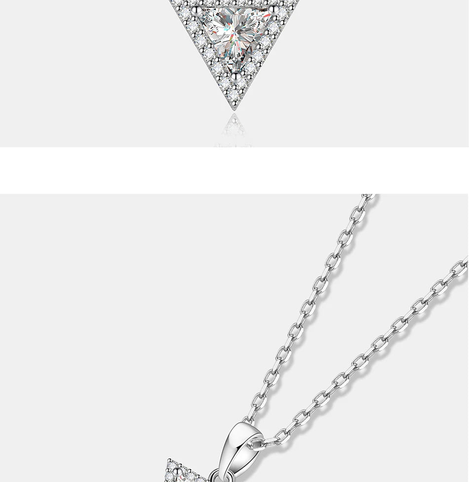 PERFANY 0,5/1CT Dreieckige Moissanit Halskette für Frauen S925 Reinem Silber Labor Diamant Anhänger Mode Schmuck Party Geschenk