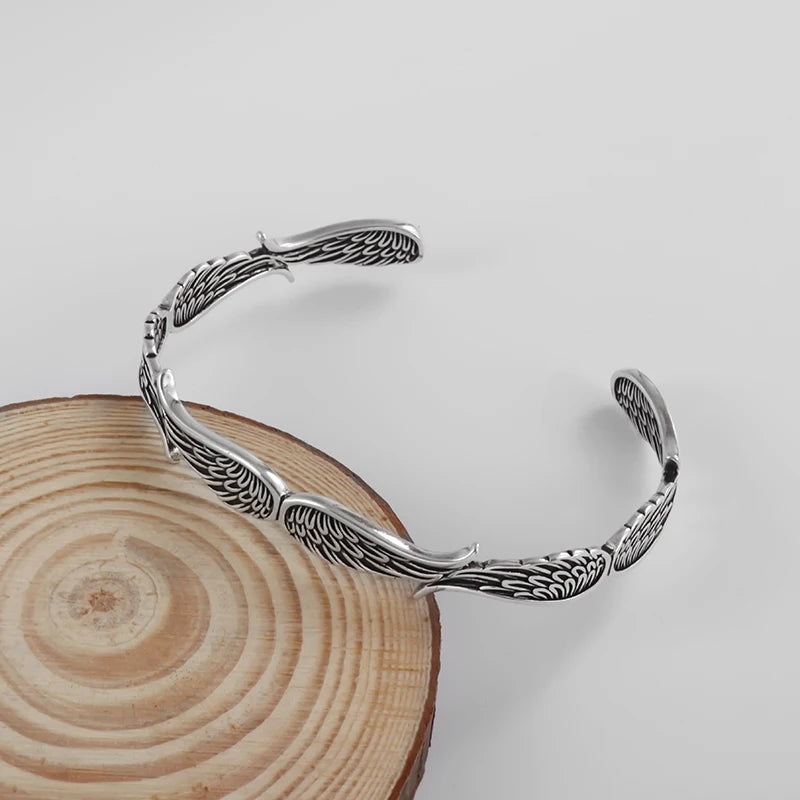 Retro Kreatives Design Engelsflügel Metall Offene Armreif Armbänder für Männer Frauen Cool Glamour Party Biker Schmuck