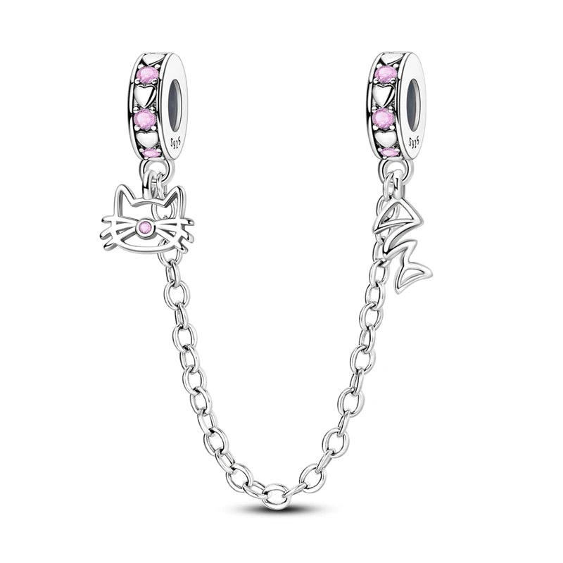 Rosa Charms aus 925er-Sterlingsilber, Perlen, Schmetterling, Parfümflasche, Krone, herzförmiger Zirkon, Charms für Frauen, feiner DIY-Schmuck, Geschenke