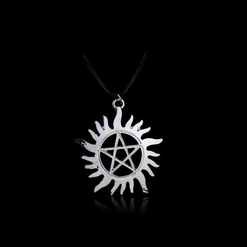 Supernatural Dean Leder Seil Kupferfarben Anhänger Kette Halskette für Frauen Männer Winchester Jensen Ackles Amulett Vintage Schmuck Goth