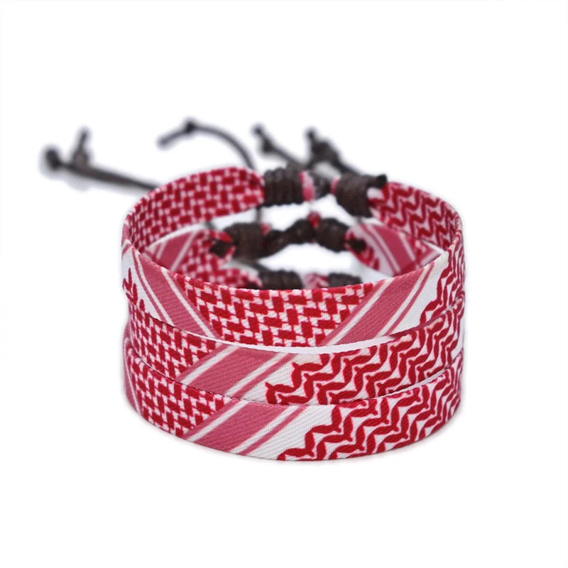 Geometrisches gepunktetes Palästina-Armband für Männer und Frauen, mehrfarbiges Handgeflecht, arabischer Stil, Gaza-Flagge, Schmuckzubehör