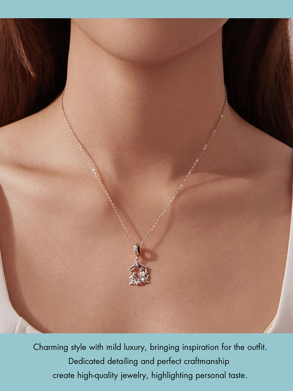 WOSTU Anhänger „Jesus-Krippe“ aus 925er-Sterlingsilber, „Die Geburt Jesu“, passend für Armbänder, Halsketten, DIY, einzigartiges Geschenk