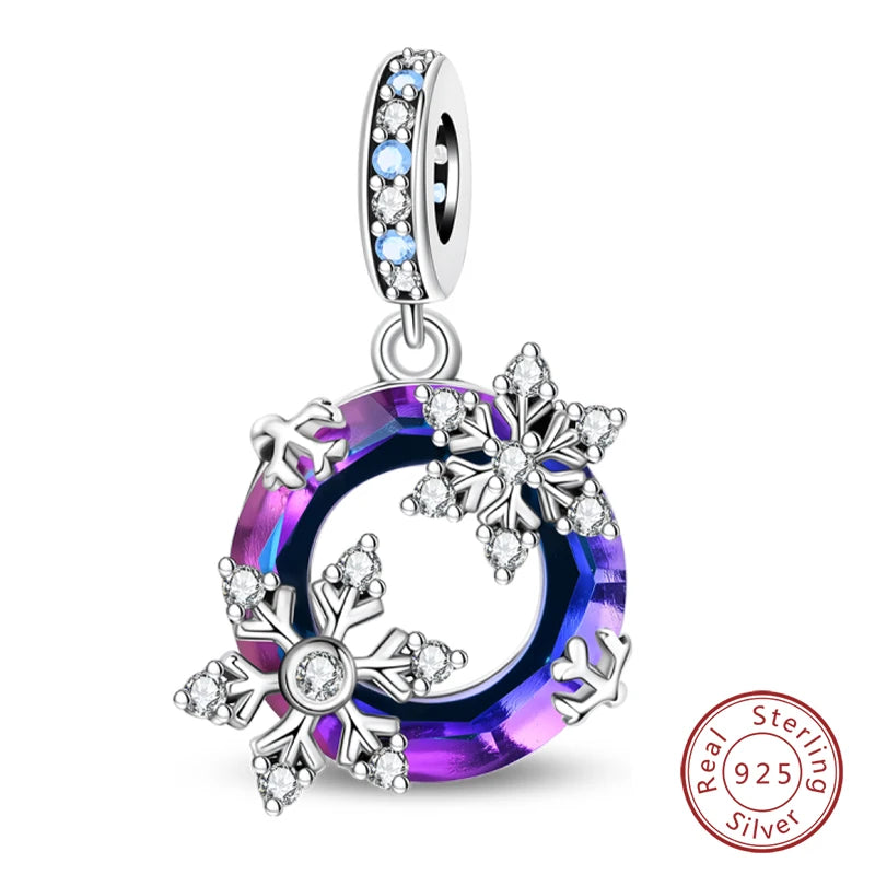 Winter-Charm, Original-Charm-Anhänger aus 925er-Sterlingsilber, Schneeflocke, Schneemann, Pinguin, für Frauen, feiner DIY-Geburtstagsschmuck, Geschenke