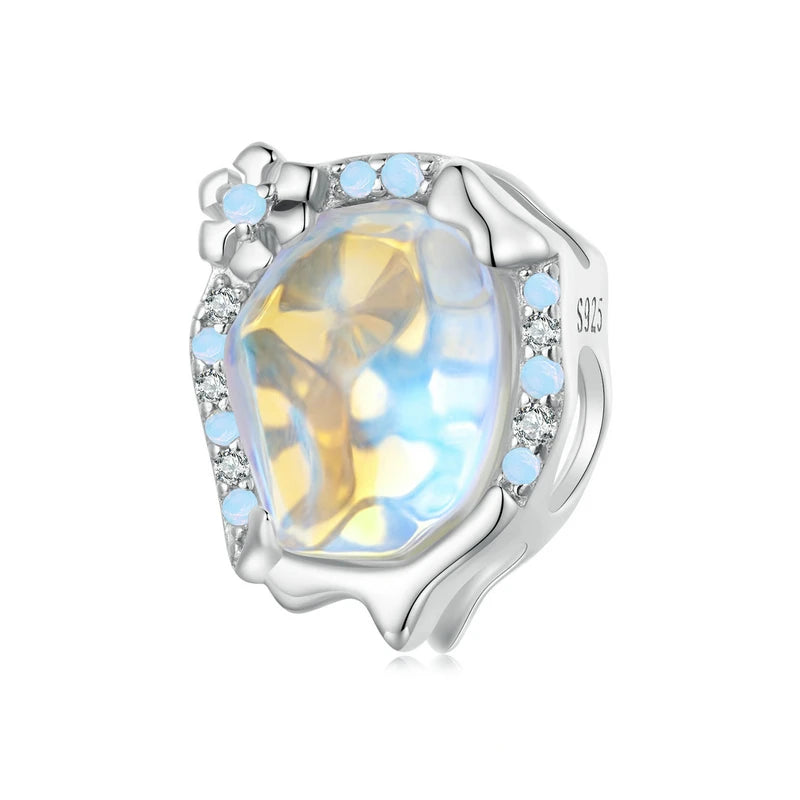 Wostu Sterling Silber schmelzende Eis Schneeflocke Anhänger blau Opal Liebe Herz Regenbogen Charme fit Original Armband DIY Winter Geschenk