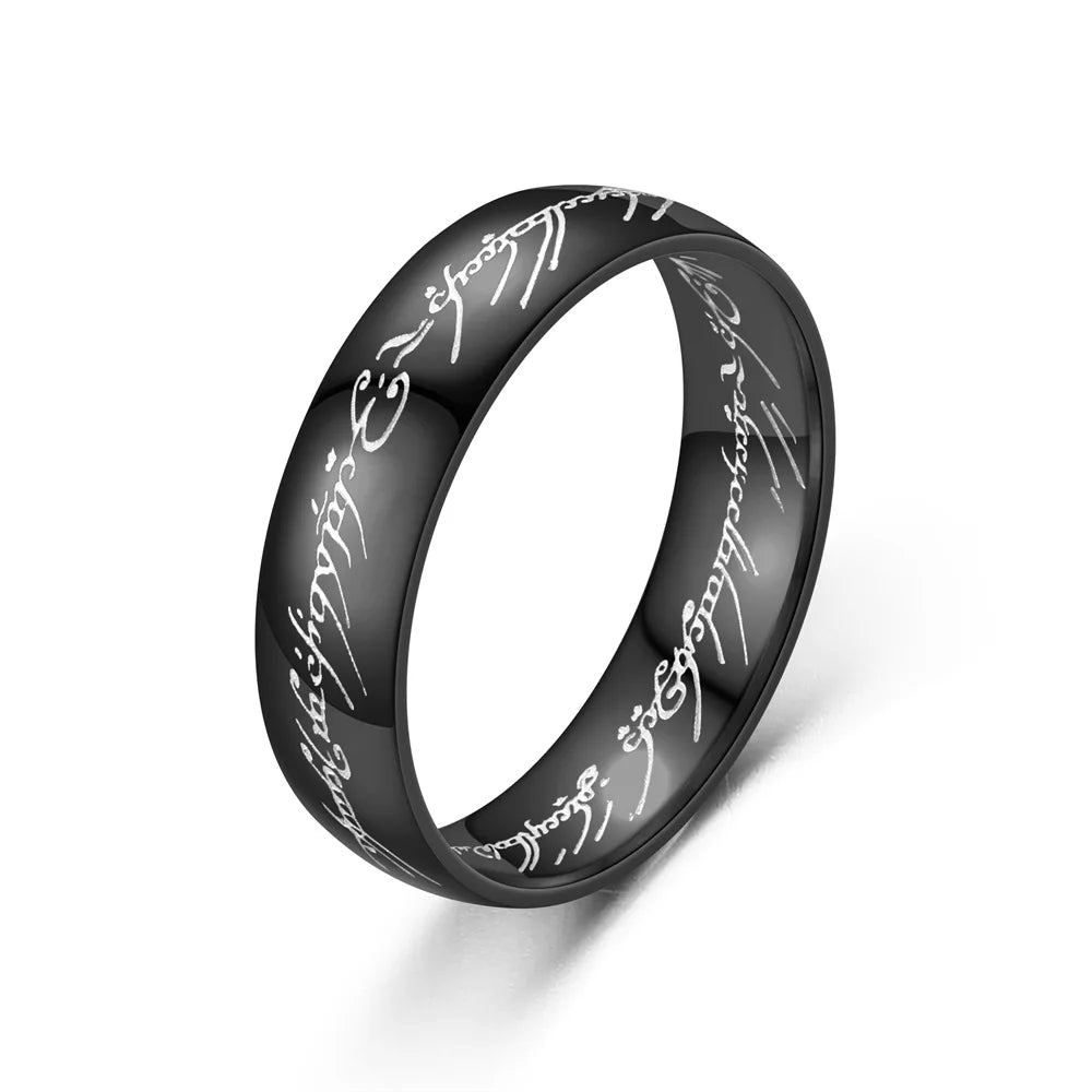 Edelstahlschmuck Punk One Ring Of Power Elf Bilbo Baggins Gollum Tolkien Letter Wizard Mehrfarbig Größe 6-13