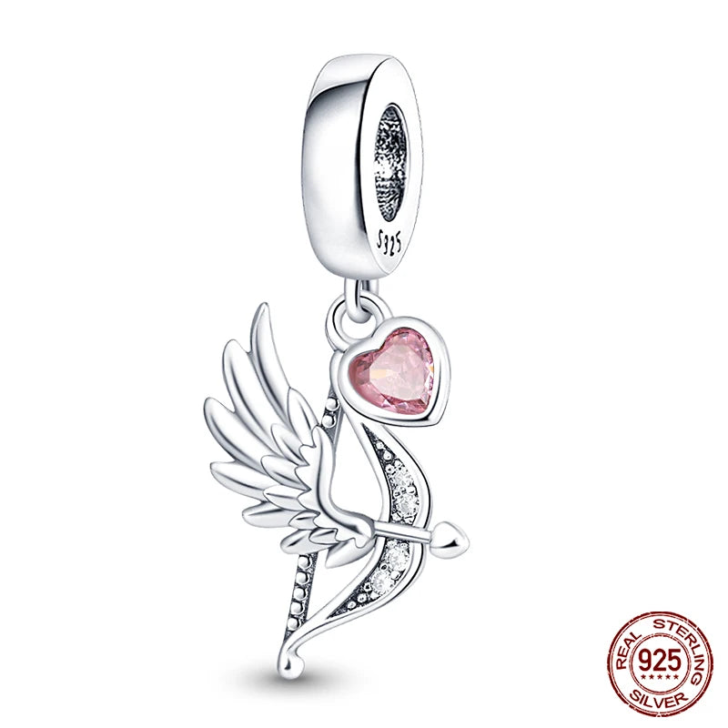 Charms aus 925er-Sterlingsilber, romantische Herz-Serie, Perlen, passend für Qikaola 925 Original-Armbänder, DIY-Schmuck zum Muttertag, Geschenke