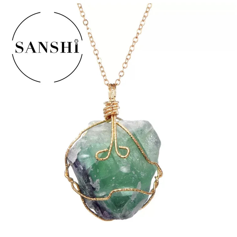 Sanshi Naturstein Anhänger unregelmäßige raue Quarz Kristall Energie Charms für Schmuck machen Ohrringe Halskette Accessoires Geschenk