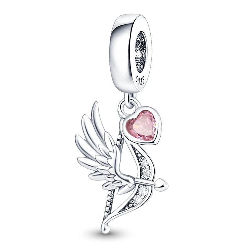 Charms aus 925er-Sterlingsilber, romantische Herz-Serie, Perlen, passend für Qikaola 925 Original-Armbänder, DIY-Schmuck zum Muttertag, Geschenke