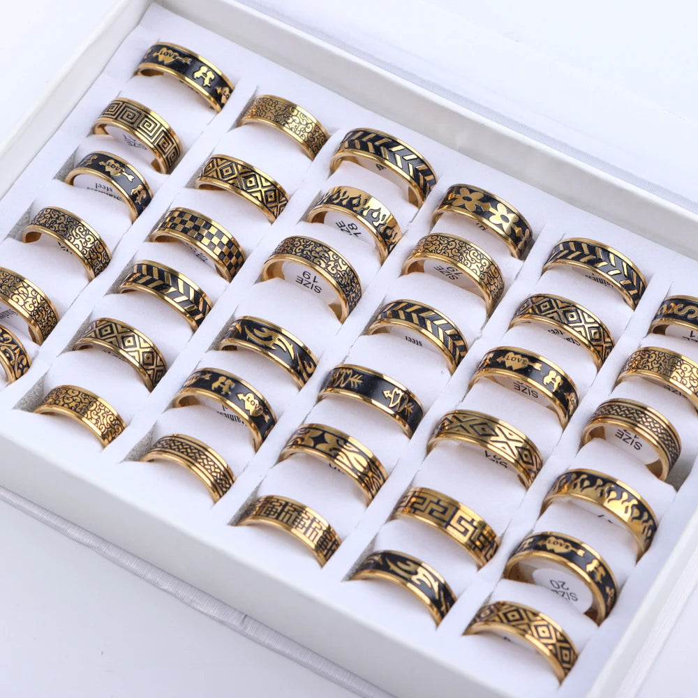 10 Teile/los Trendy Klassische männer frauen Öl Tropft Edelstahl Ringe, Retro Schmuck Geschenke, Gemischte Stil