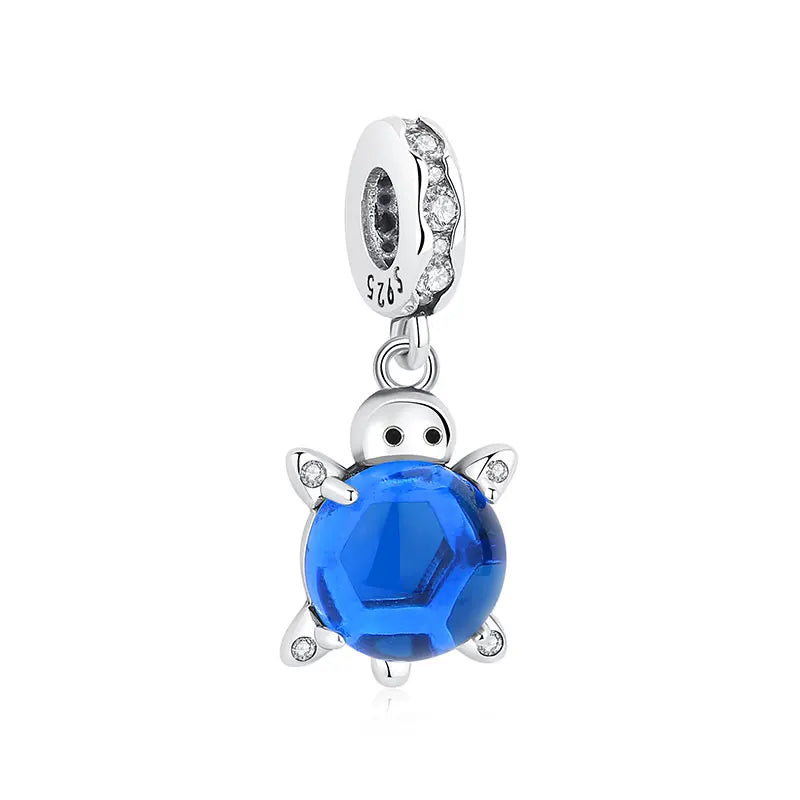 Original 925 Sterling Silber Charms Meeresschildkröte Anhänger Kristall Perlen Fit Marke Armbänder Halsketten Diy Schmuck Für Frauen