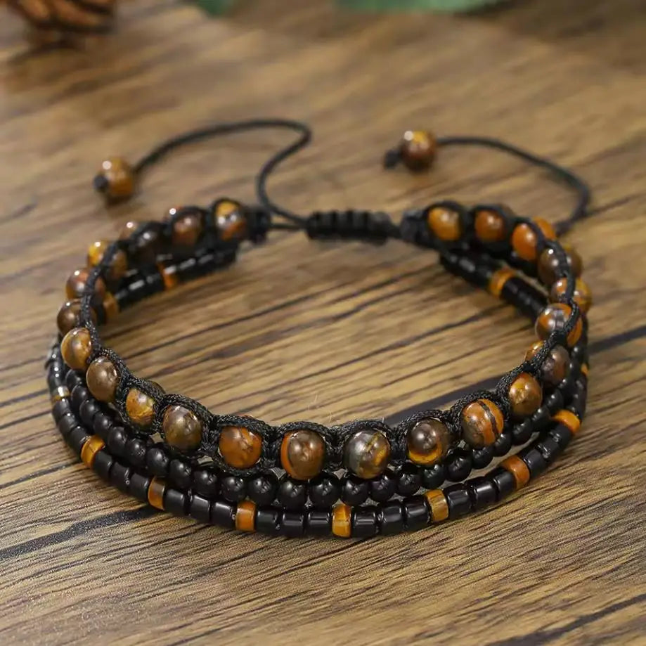1PC Pulseras Hombre Vintage Tribal Holz Perlen Mann Armbänder Pulseiras Masculina Lava Stein Perlen Männliche Armbänder Homme