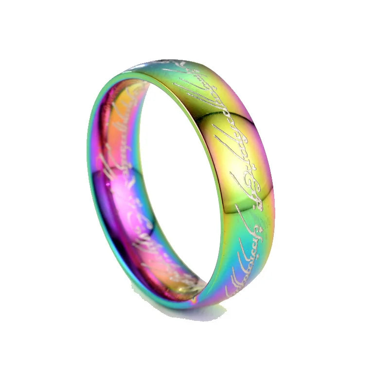 Edelstahlschmuck Punk One Ring Of Power Elf Bilbo Baggins Gollum Tolkien Letter Wizard Mehrfarbig Größe 6-13