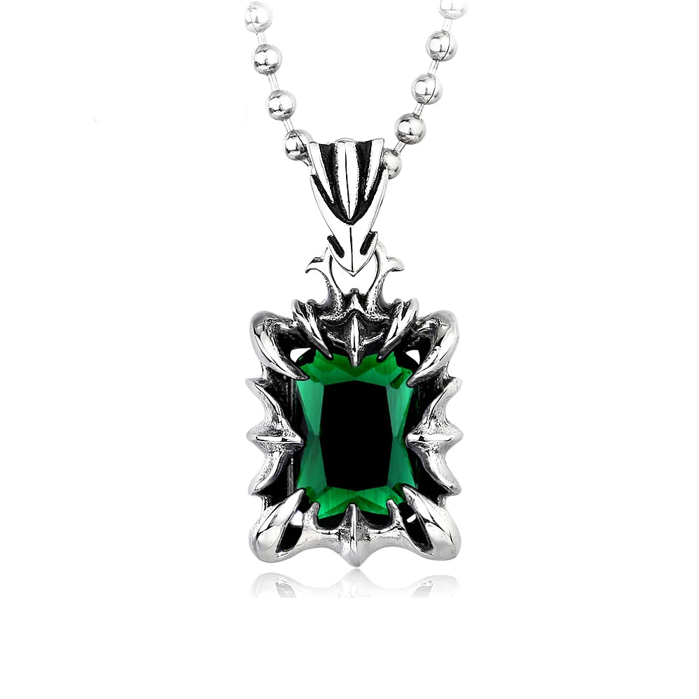 Vintage Mode rot/schwarz/blau/grün Farbe Stein Anhänger Halskette für Männer Frauen Edelstahl Punk Paar Schmuck Drops hipping