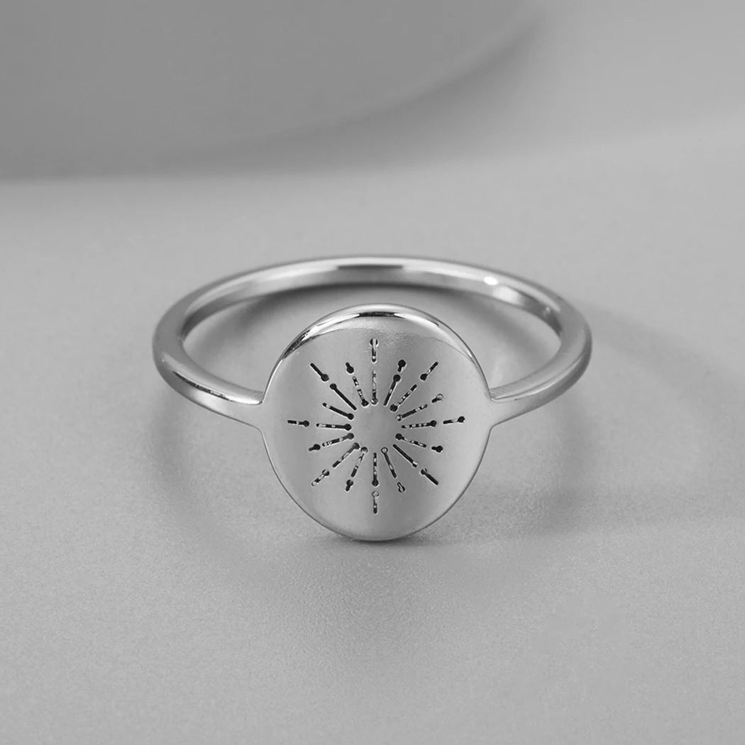 Initial minimalist ischen Edelstahl Starburst der Sonne Tarot Ring für Frauen Männer zierliche ovale Aussage Schmuck Geschenk