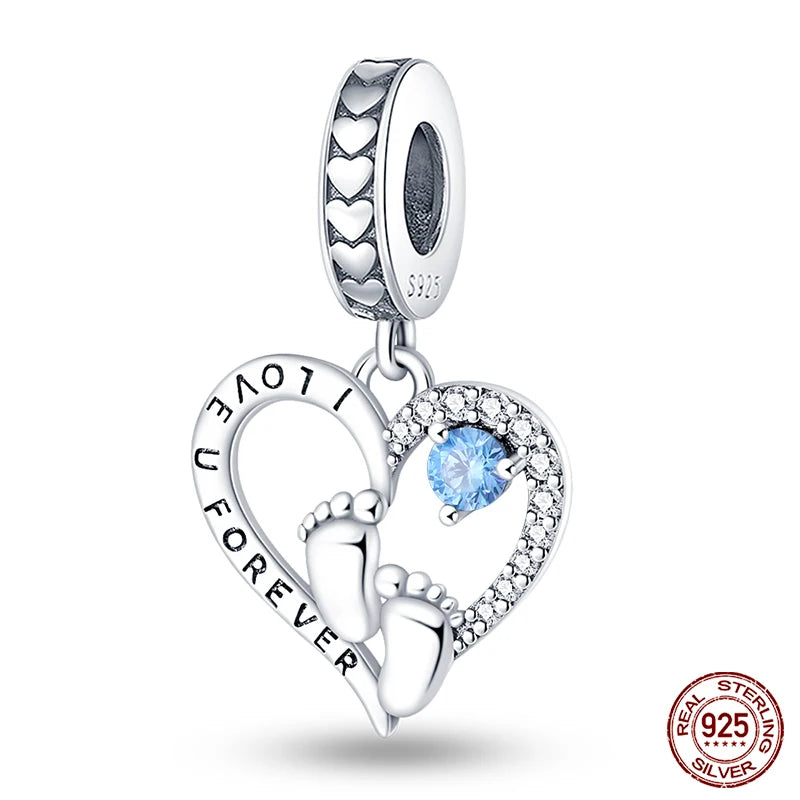 Charms aus 925er-Sterlingsilber, romantische Herz-Serie, Perlen, passend für Qikaola 925 Original-Armbänder, DIY-Schmuck zum Muttertag, Geschenke