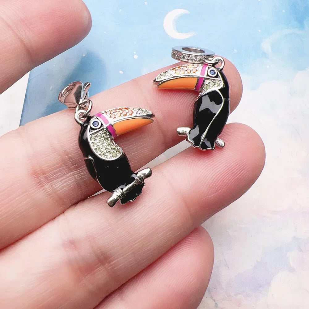 Bunter Touca-Charm-Anhänger im europäischen Stil, reines 925er-Sterlingsilber, süßer Modeschmuck, Club für Damen und Herren