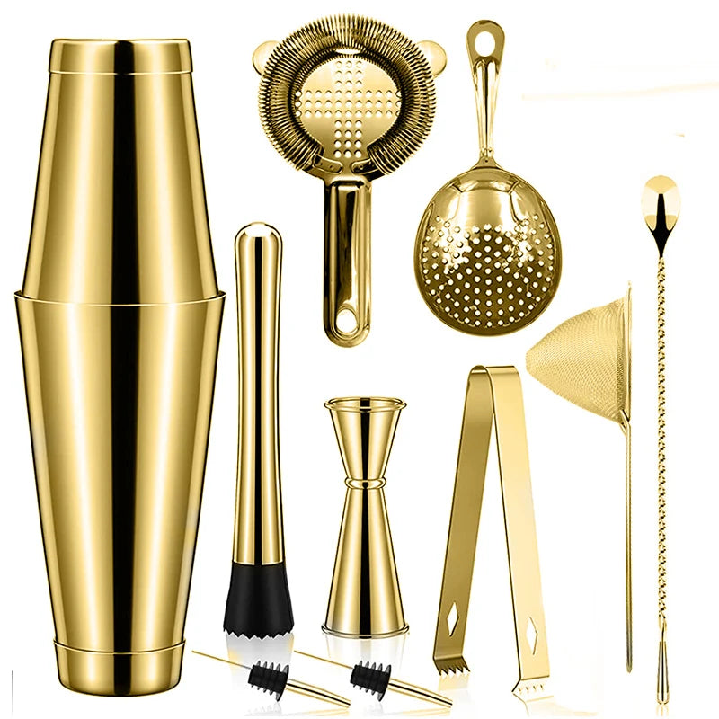 Cocktail Shaker Bar Set: 2 Gewichteten Boston Shaker, Cocktail Sieb Set,Jigger,Muddler und Löffel, eis Tong und 2 Flasche Ausgießer