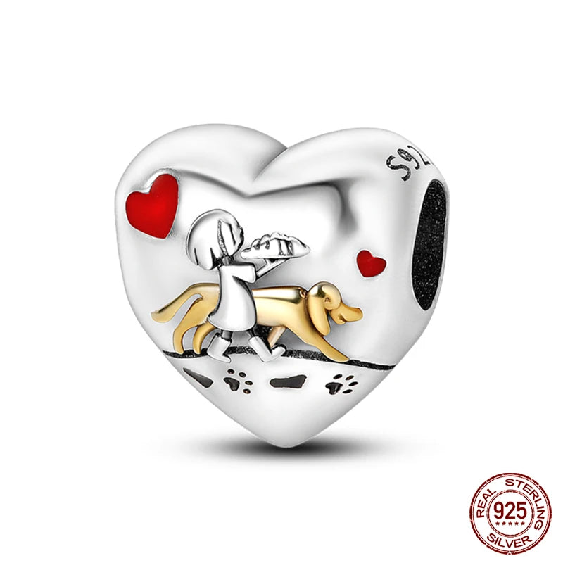 Charms aus 925er-Sterlingsilber, romantische Herz-Serie, Perlen, passend für Qikaola 925 Original-Armbänder, DIY-Schmuck zum Muttertag, Geschenke