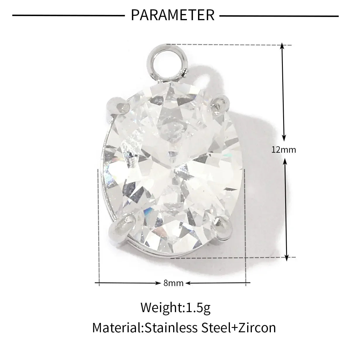 3 teile/los Mode Edelstahl Zirkon Kristall Charms Oval Stern Herz Runde Quadrat HorseeyeStone Halskette DIY Kleine Anhänger