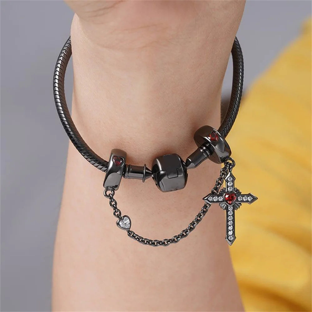 Heiße Verkäufe 925, schwarzer Tier-Anhänger, Serie Gothic-Skelett, Katze, Damenschmuck, geeignet für DIY-Armbänder, Halsketten, Zubehör
