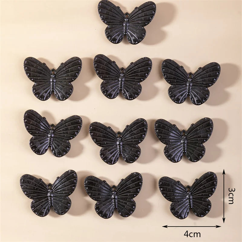 Mode 10 teile/paket Schwarz Schmetterling Harz Charms Tier Anhänger Für Frauen Mädchen Schlüsselbund Armband Schmuck Machen Diy Zubehör