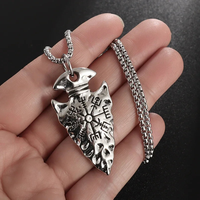 Retro-Trend nordischen Kompass Speerspitze Halskette Männer Frauen Amulett Halskette Schmuck Geschenk