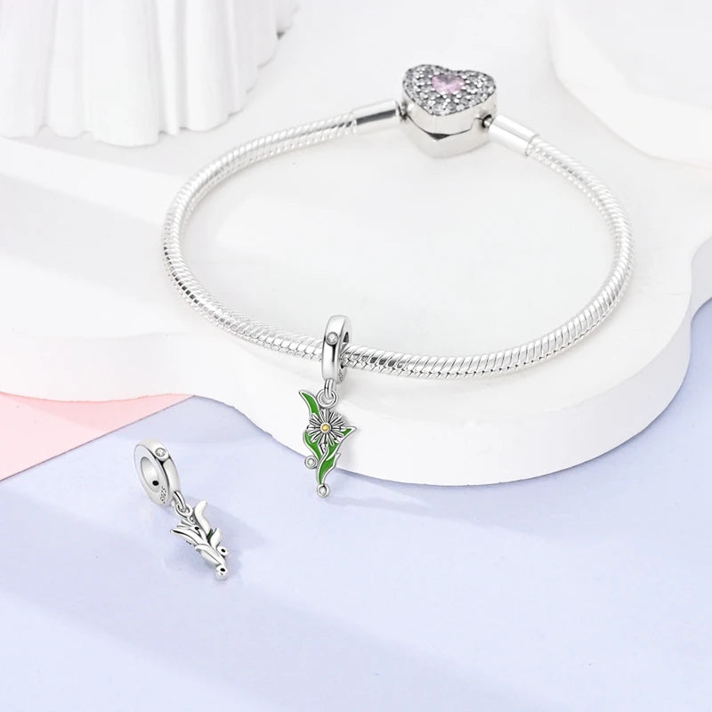 Neu im 925er-Sterlingsilber, grüne Charms, Perlen, Frosch, Kleeblatt, Schildkröte, Anhänger, Schmuck, passend für Original-925-Armbänder für Frauen, DIY-Geschenk