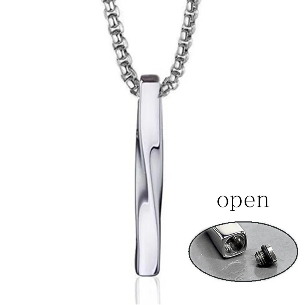 Edelstahl Twist Squre Säulenförmige Feuerbestattung Urne Anhänger Schmuck Asche Memorial Andenken Zubehör 3 Farben 43*6mm